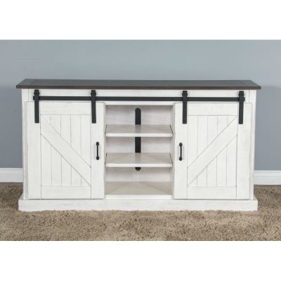 Barn Door Media Cabinet - European Cottage White