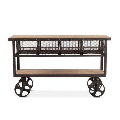 Industrial Teak Cart Table