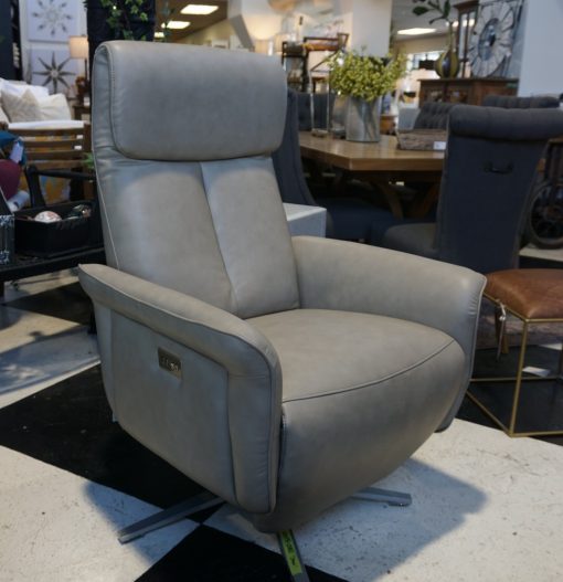 Tulip Power Swivel Recliner - Bova Stone Leather[CLEARANCE $1695]