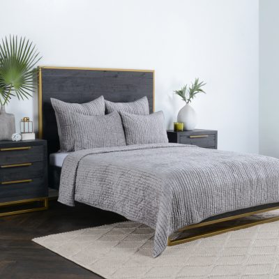 Bari Velvet Gray Queen Quilt