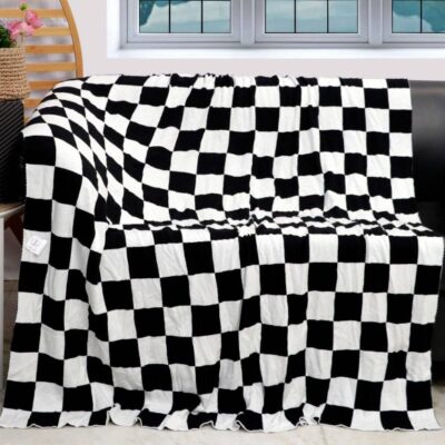 Black Check Throw