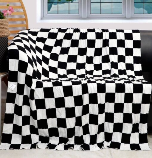 Black Check Throw