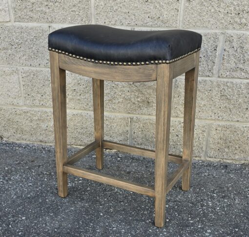 Saddle Stool Black Leather