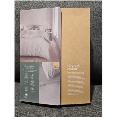 Organic Light Grey Cotton Queen Duvet and Sham Set