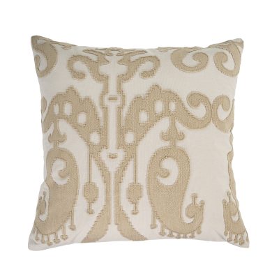 Embroidered Ikat Pillow Ecru